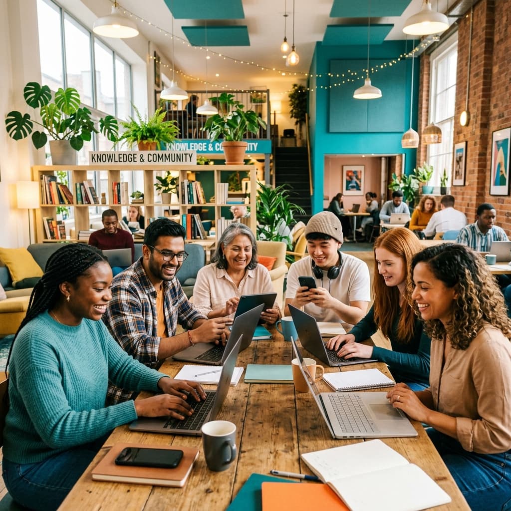 Diverse professionals collaborating in an AI workshop