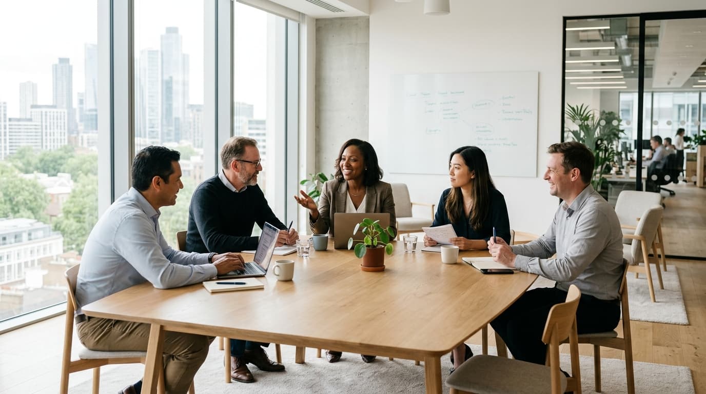 Executive team collaborating